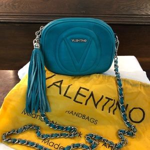 NWT Valentino “Nina” Teal Blue Leather Cross Body Mini Bag w/authenticating tags